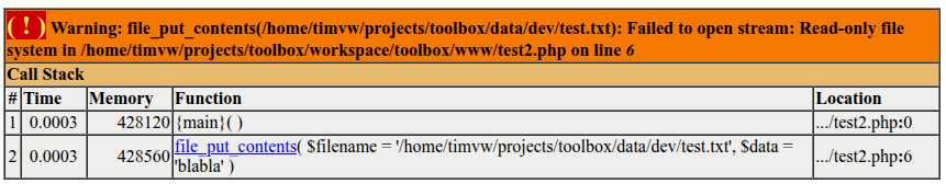 Php Warning - Readonly File system